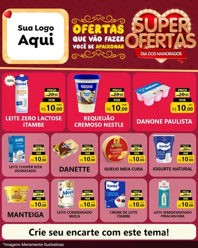 Modelo de Rede Social para Feed Instagram com o tema Dia dos Namorados para Frios e Laticínios