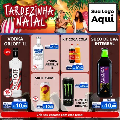 Modelo de Rede Social para Feed Facebook com o tema Tardezinha de natal para Distribuidora de bebidas