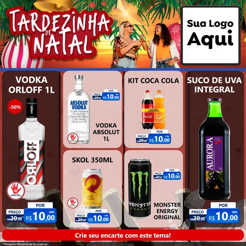 Modelo de Rede Social para Feed Facebook com o tema Tardezinha de natal para Distribuidora de bebidas