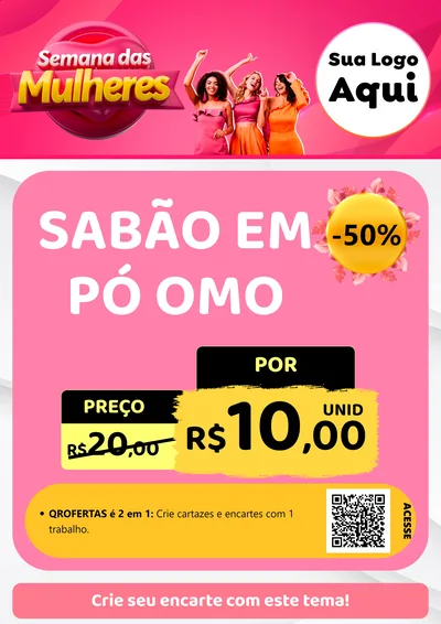 Modelo de Cartaz para Cartaz A4 Vertical com o tema Semana das Mulheres para Produtos de Limpeza