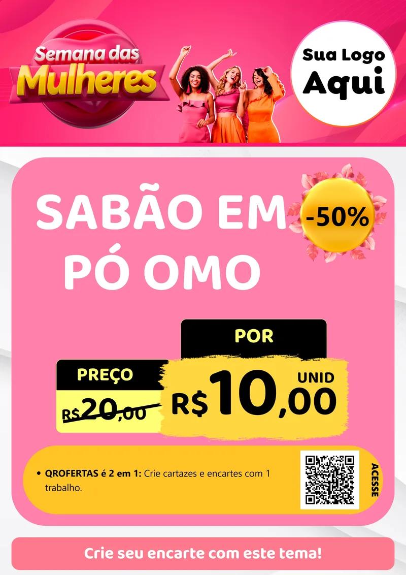 Modelo de Cartaz para Cartaz A4 Vertical com o tema Semana das Mulheres para Produtos de Limpeza