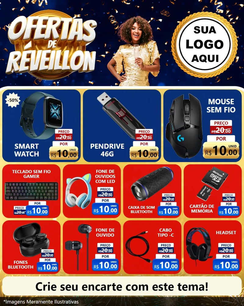 Modelo de Rede Social para Feed Instagram com o tema Ofertas de Réveillon para Informática