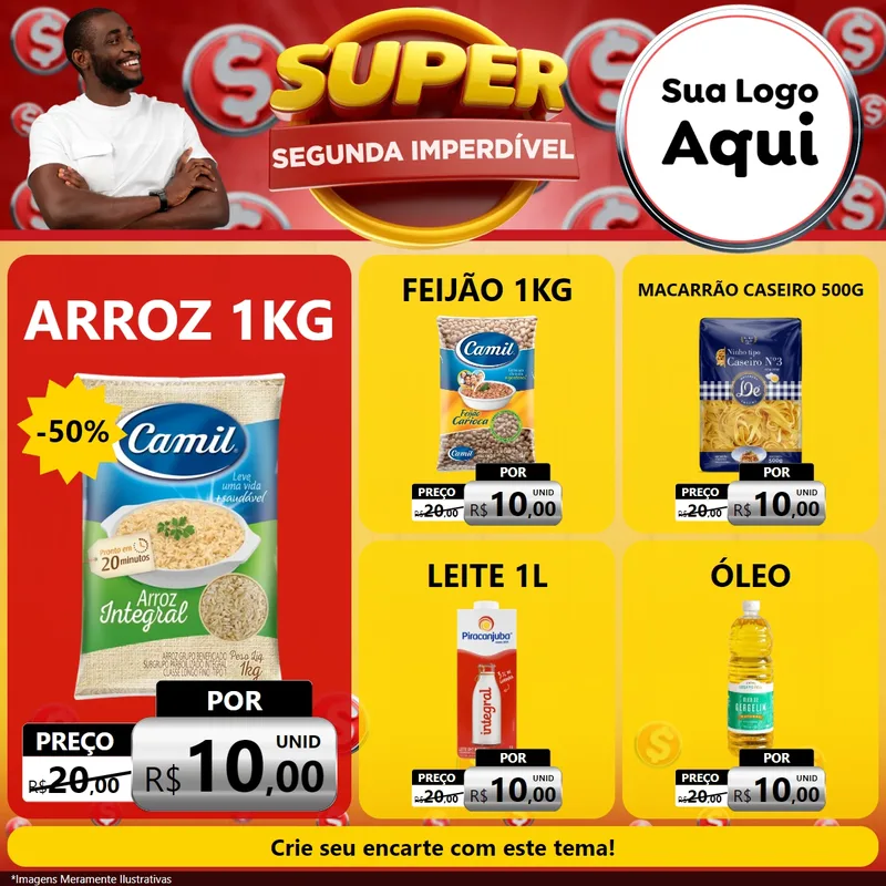 Modelo de Rede Social para Feed Facebook com o tema Super Segunda Imperdível para Supermercado