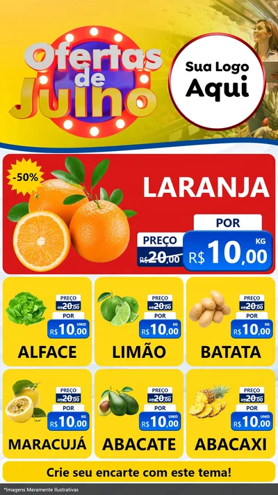 Modelo de Rede Social para Stories com o tema Ofertas de Julho para Hortifrúti