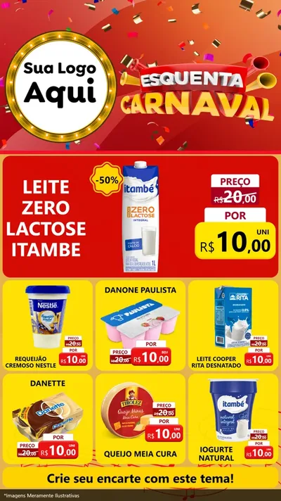 Modelo de Rede Social para Stories com o tema Esquenta Carnaval para Frios e Laticínios