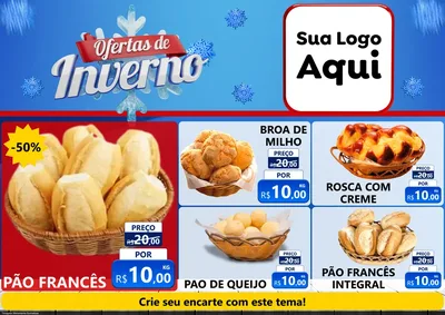 Modelo de Encarte para Encarte A4 Horizontal com o tema Ofertas de Inverno para Padaria