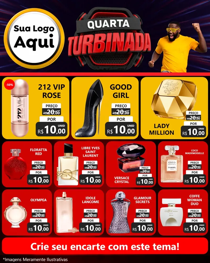 Modelo de Rede Social para Feed Instagram com o tema Quarta Turbinada para Perfumes