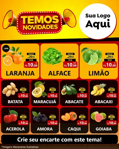 Modelo de Rede Social para Feed Instagram com o tema Temos Novidades para Hortifrúti