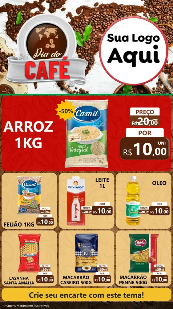 Modelo de Rede Social para Stories com o tema Dia do Café para Supermercado