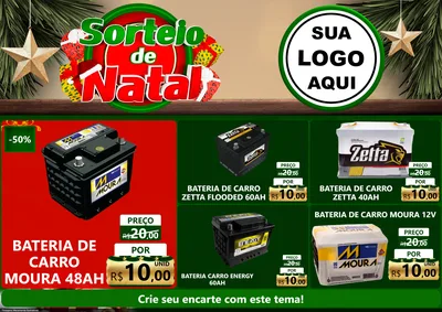 Modelo de Encarte para Encarte A4 Horizontal com o tema Sorteio de Natal para Baterias Elétricas