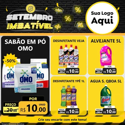 Modelo de Rede Social para Feed Facebook com o tema Setembro Imbatível para Produtos de Limpeza