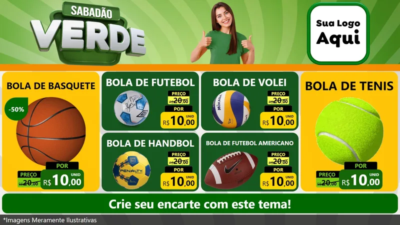 Modelo de TV para TV Horizontal com o tema Sabadão Verde para Artigos Esportivos