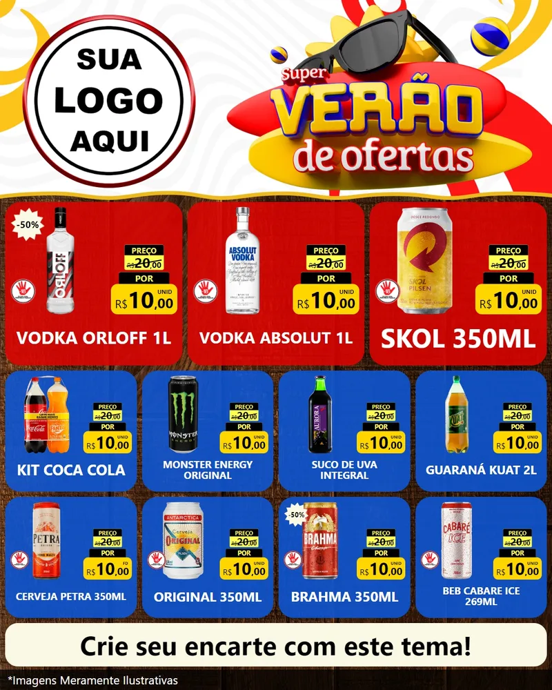 Modelo de Rede Social para Feed Instagram com o tema Super Verão de Ofertas para Distribuidora de bebidas
