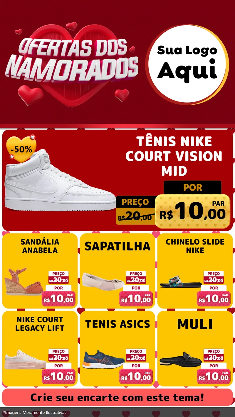 Modelo de Rede Social para Stories com o tema Ofertas Dos Namorados para Calçados