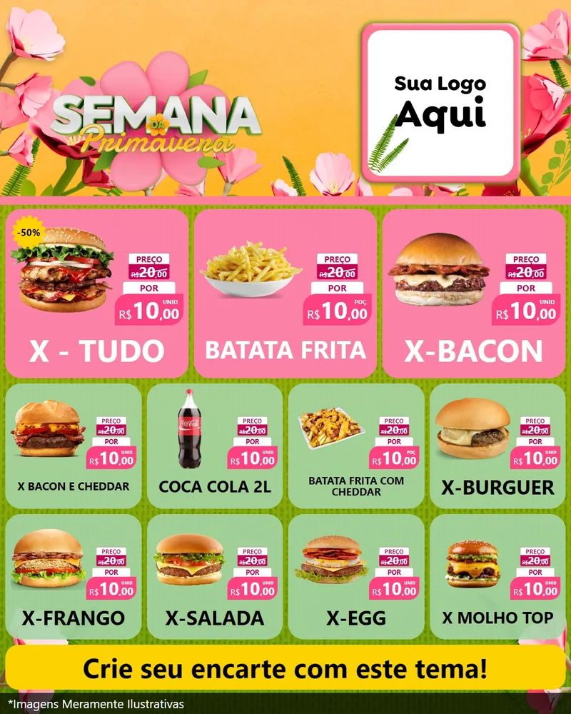 Modelo de Rede Social para Feed Instagram com o tema Semana da Primavera para Hamburgueria