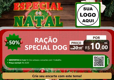 Modelo de Cartaz para Cartaz A4 Horizontal com o tema Especial de Natal para Pet Shop