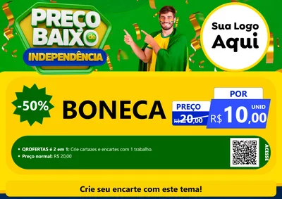 Modelo de Cartaz para Cartaz A4 Horizontal com o tema Preço Baixo de Independência para Brinquedos