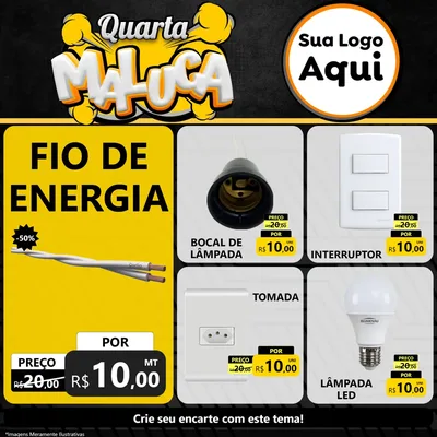 Modelo de Rede Social para Feed Facebook com o tema Quarta Maluca para Materiais Elétricos
