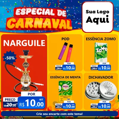 Modelo de Rede Social para Feed Facebook com o tema Especial de Carnaval para Tabacaria