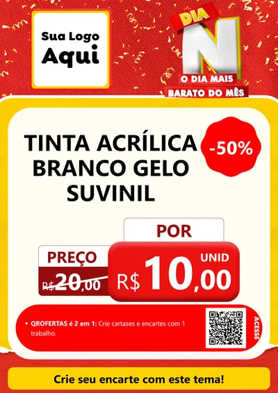 Modelo de Cartaz para Cartaz A4 Vertical com o tema Dia N o Dia Mais Barato do Mês para Tintas e Ferramentas