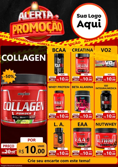 Modelo de Encarte para Encarte A4 Vertical com o tema Alerta de Promoção para Suplementos alimentares