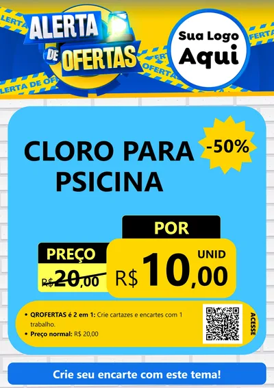 Modelo de Cartaz para Cartaz A4 Vertical com o tema Alerta de Ofertas para Produtos para Piscina