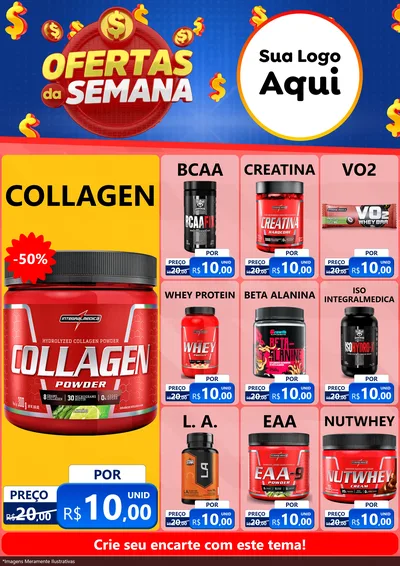 Modelo de Encarte para Encarte A4 Vertical com o tema Ofertas Da Semana para Suplementos alimentares