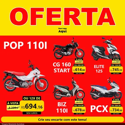 Modelo de Rede Social para Feed Facebook com o tema OFERTA - Vermelho Cartaz para Concessionaria de Motos