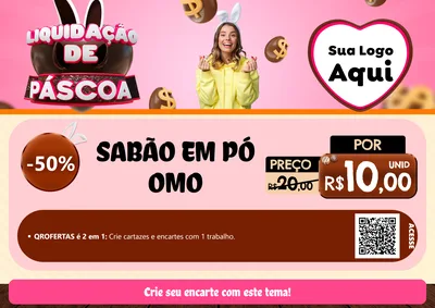 Modelo de Cartaz para Cartaz A4 Horizontal com o tema Liquidação de Páscoa para Produtos de Limpeza