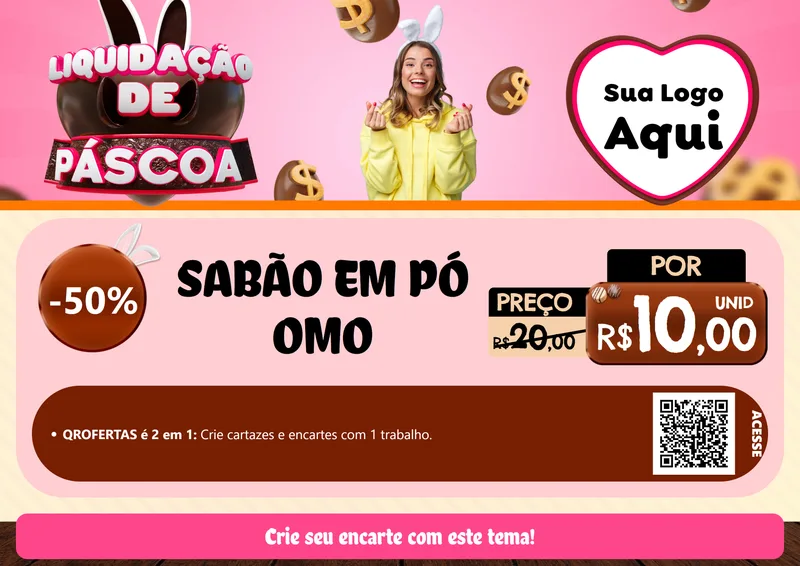 Modelo de Cartaz para Cartaz A4 Horizontal com o tema Liquidação de Páscoa para Produtos de Limpeza