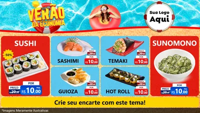 Modelo de TV para TV Horizontal com o tema Verão da Economia para Comida japonesa