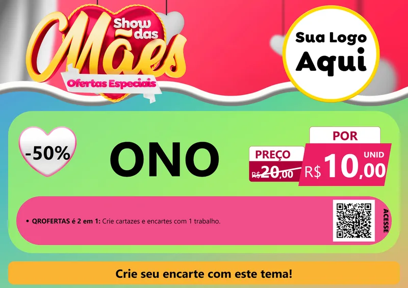 Modelo de Cartaz para Cartaz A4 Horizontal com o tema Show das Mães - Ofertas Especiais para Óticas
