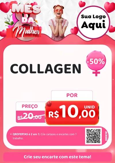 Modelo de Cartaz para Cartaz A4 Vertical com o tema Mês da Mulher para Suplementos alimentares