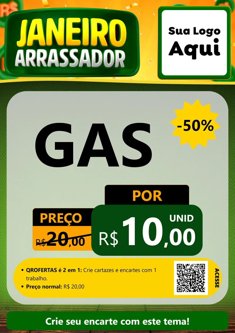 Modelo de Cartaz para Cartaz A4 Vertical com o tema Janeiro Arrasador para Água e gás