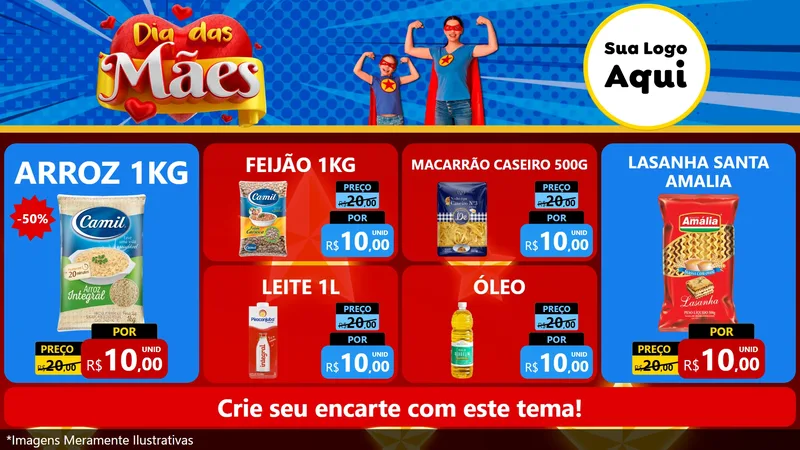 Modelo de TV para TV Horizontal com o tema Dia das Mães para Supermercado