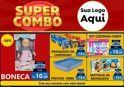 Modelo de Encarte para Encarte A4 Horizontal com o tema Super Combo para Brinquedos