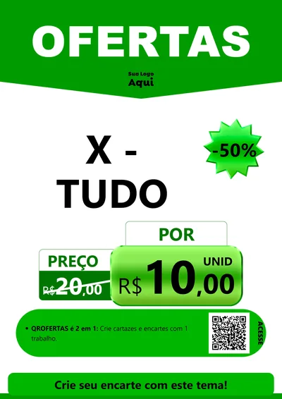 Modelo de Cartaz para Cartaz A4 Vertical com o tema Ofertas Verde Cartaz para Hamburgueria