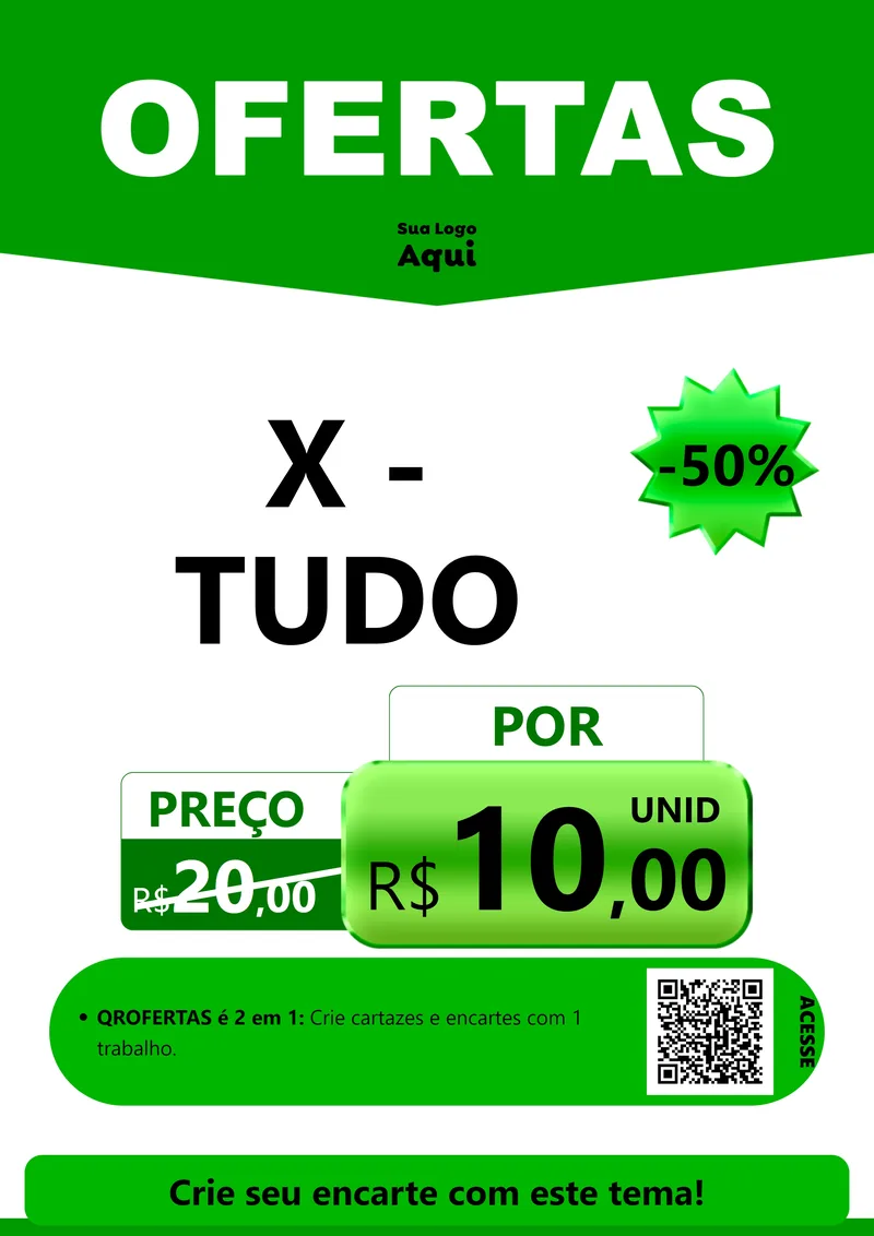Modelo de Cartaz para Cartaz A4 Vertical com o tema Ofertas Verde Cartaz para Hamburgueria