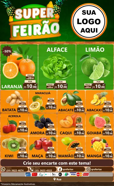 Modelo de Encarte para Encarte Grande com o tema Super Feirão para Hortifrúti