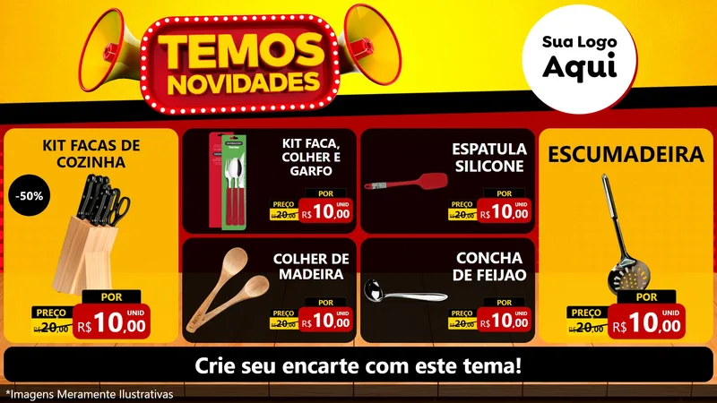Modelo de TV para TV Horizontal com o tema Temos Novidades para Utilidades Domésticas