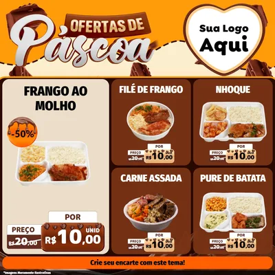 Modelo de Rede Social para Feed Facebook com o tema Ofertas de Páscoa para Restaurante