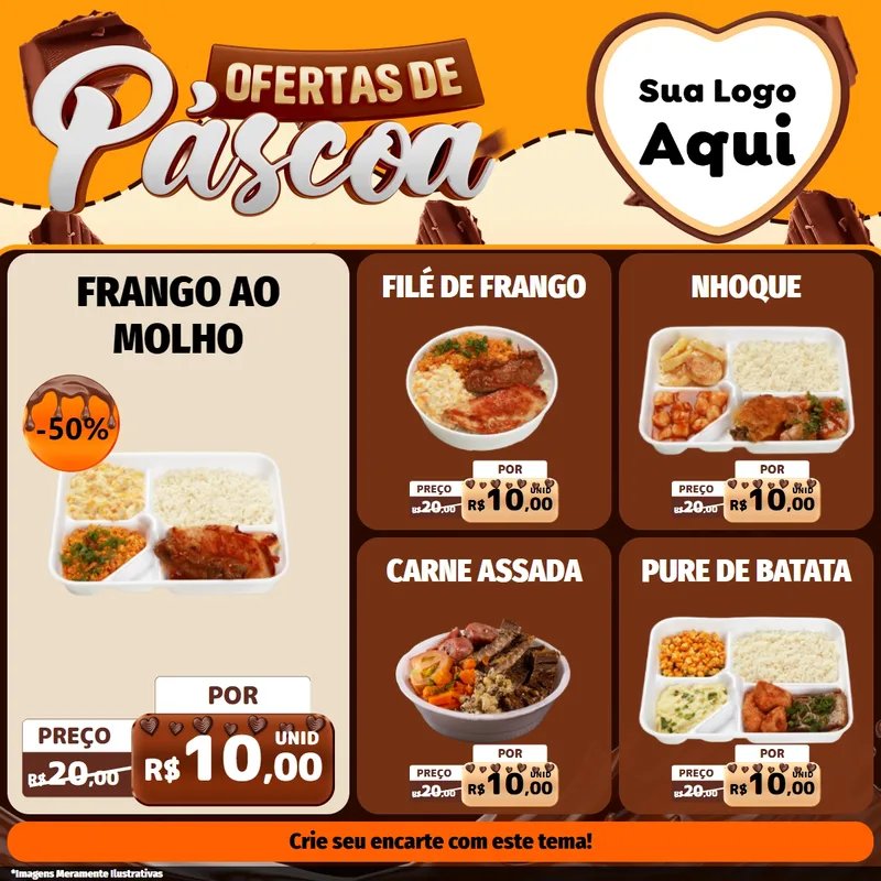 Modelo de Rede Social para Feed Facebook com o tema Ofertas de Páscoa para Restaurante
