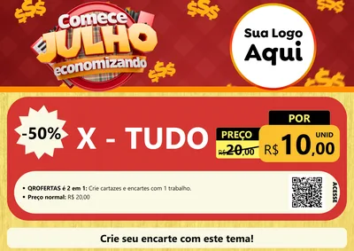 Modelo de Cartaz para Cartaz A4 Horizontal com o tema Comece Julho Economizando para Hamburgueria