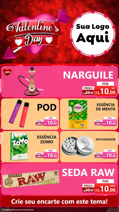 Modelo de TV para TV Vertical com o tema Valentine's Day para Tabacaria