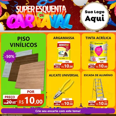 Modelo de Rede Social para Feed Facebook com o tema Super Esquenta de Carnaval para Material para Construção