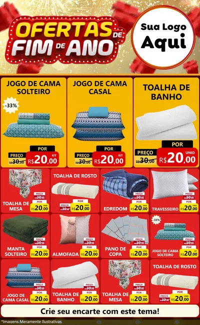 Modelo de Encarte para Encarte Grande com o tema Ofertas de Fim de Ano para Cama, Mesa e Banho
