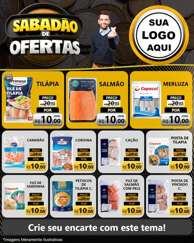 Modelo de Rede Social para Feed Instagram com o tema Sabadão de Ofertas para Peixaria