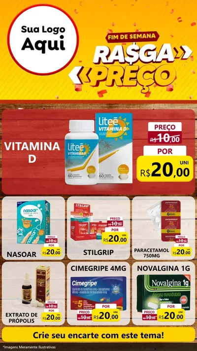 Modelo de Rede Social para Stories com o tema Fim de Semana Rasga Preços para Farmácia