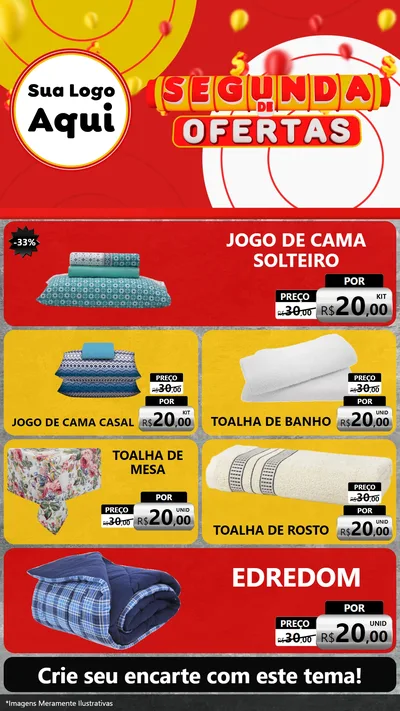 Modelo de TV para TV Vertical com o tema Segunda de Ofertas para Cama, Mesa e Banho