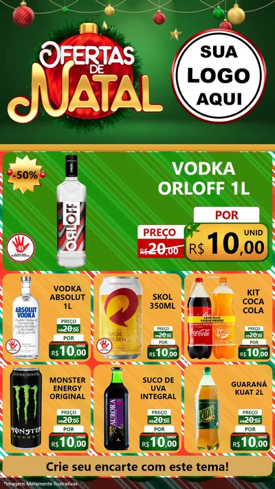 Modelo de Rede Social para Stories com o tema Ofertas de Natal para Distribuidora de bebidas